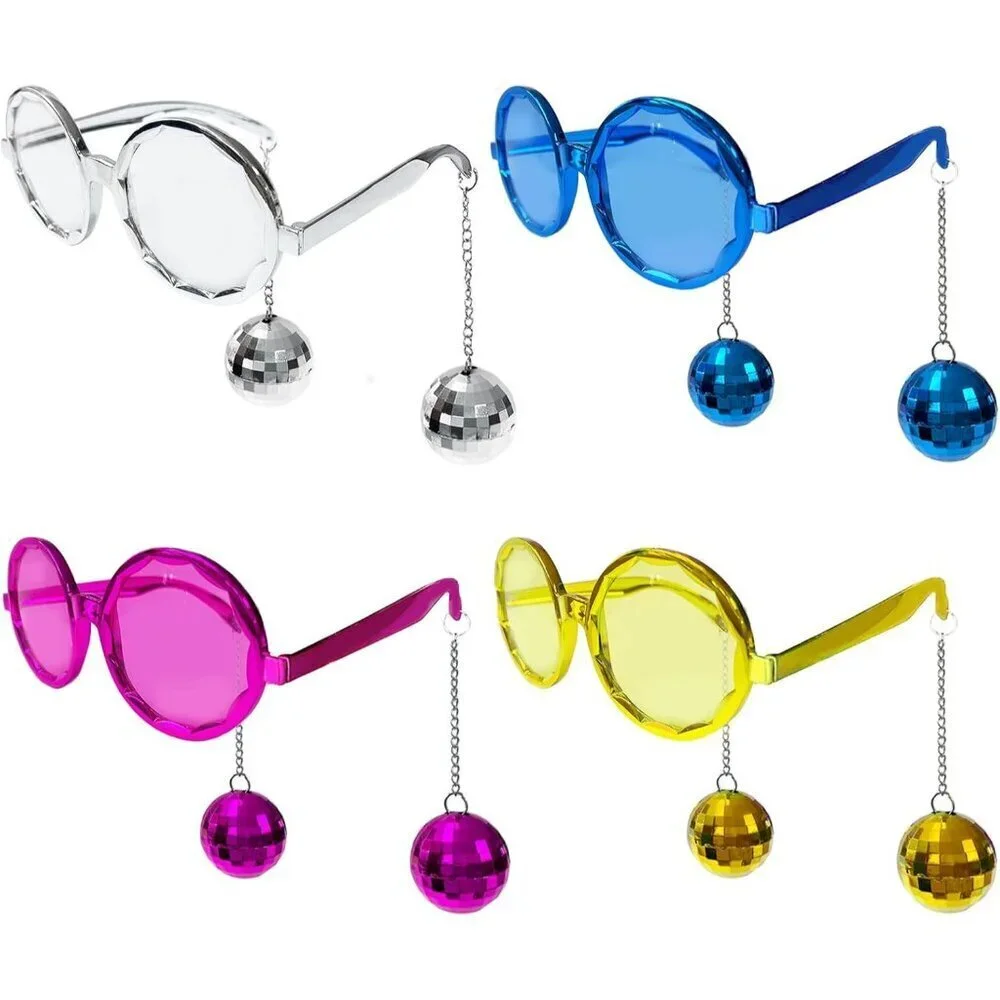 Disco Ball Glasses Set Retro Sunglasses Party Favor Unisex 4-Pack